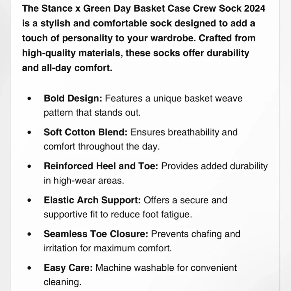 STANCE x Green Day “Basket Case” Mens Crew Socks, Sz Large NWT SOLD OUT! - Picture 6 of 9